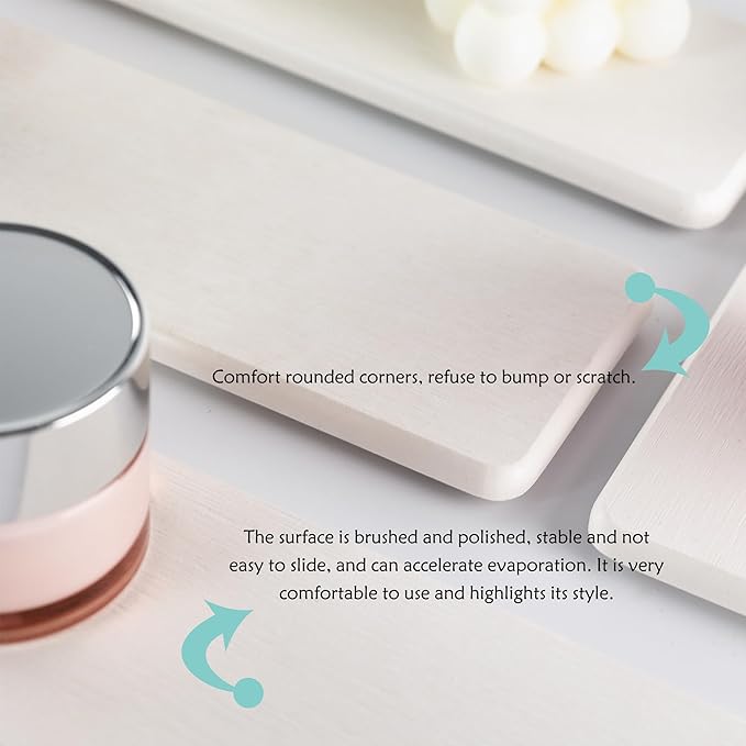 2 Pcs Water Absorbing Stone Trays, Kitchen/Bathroom Sink Soap Dish, Diatomite Tray Used for Hand Soap & Cosmetic Bottles in The Modern Home, 3.15" W x 11.8" L, White