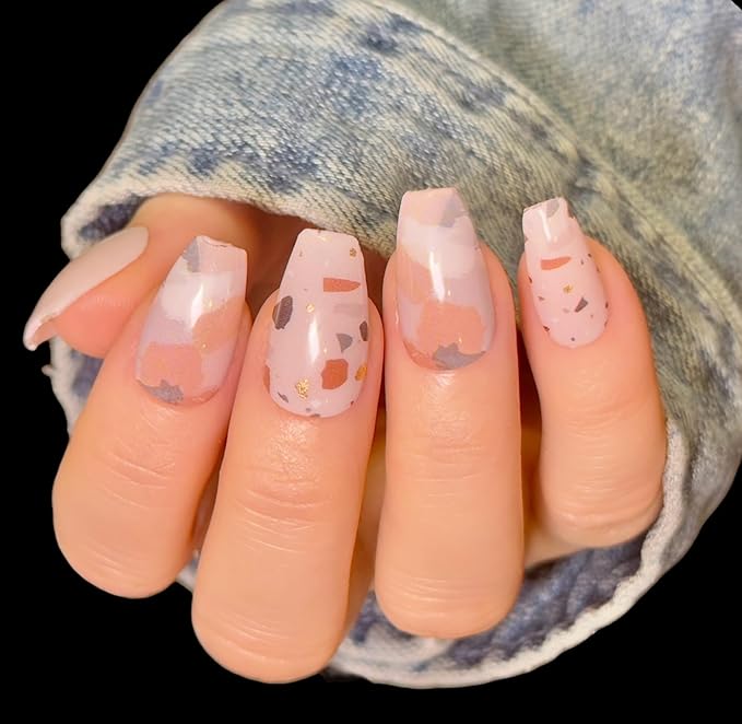 | 20 Exquisite Gel Nail Polish Strips w/Application Accessories - No UV/LED Lamp Required (Camo Confetti)