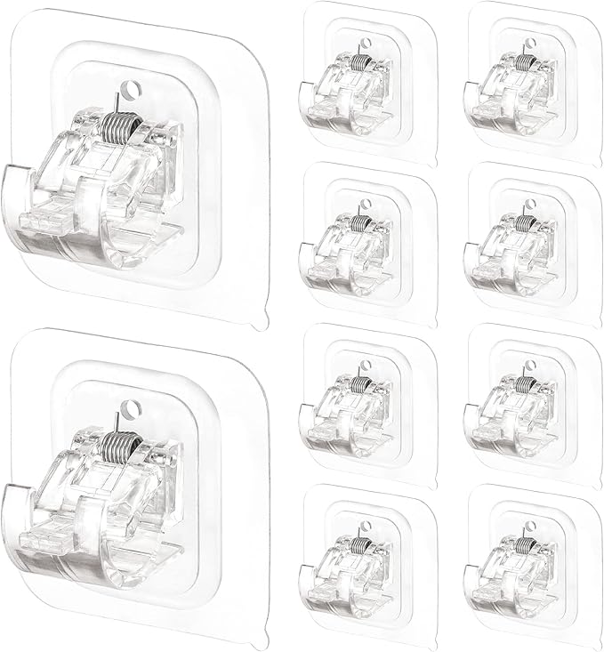 10PCS Curtain Rods No Drilling,Bracket No Drill Curtain Rod Brackets Self Adhesive Curtain Rod Holders Nail Free Adjustable Curtain Rod Hooks Curtain Hangers for Bathroom Kitchen Bathroom Hotel