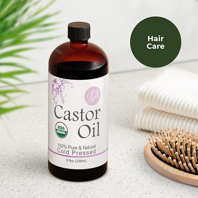 Healing Solutions Oils - 8 oz Castor Oil Organic Pure Natural, Cold Pressed, Hexane & Chemical Free Natural Solution, Lash Serum, Stimulates Growth For Hair, Eyelash, Eyebrows, Scalp & Beard - 236ml