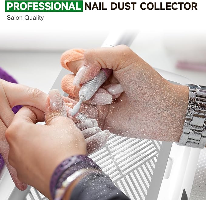 Professional Nail Dust Collector, AZ GOGO Upgrade 1700Pa Dual Turbo Nail Vacuum Dust Collector, 170W Brushless Powerful Suction with 2 Reusable HEPA Filter for Salon & Home Use