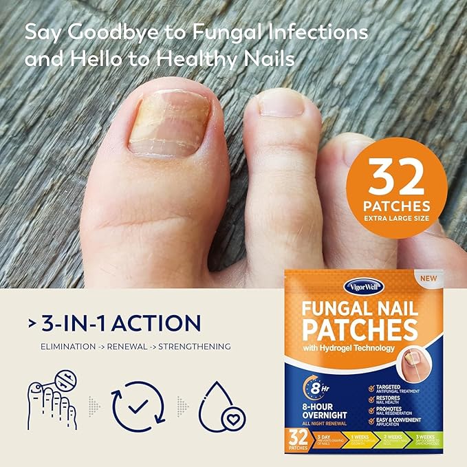 Toenail Fungus Treatment Extra Strength: (Small) 32 Patches with Hydrogel for Overnight Repair Fungus Nail Treatment For Toenail - Nighttime Nail Patches Visible Results in 8 Hours