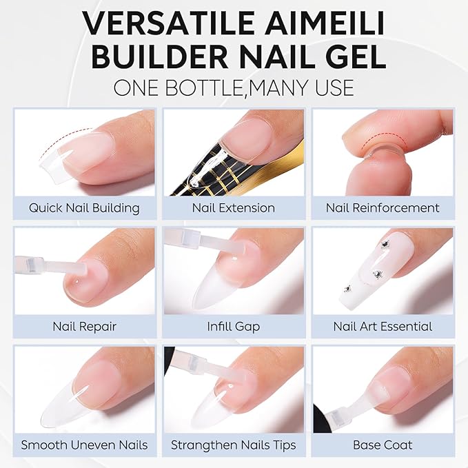 AIMEILI Builder Nail Gel, Hema Free, Cruelty Free, Vegan, Nail Strengthener Enhancement Building Rubber Base Coat for Manicure - BD1024