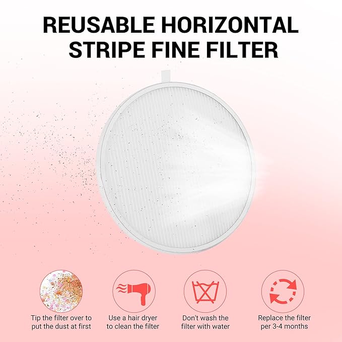 MelodySusie Nail Dust Collector Replacement Filter 6 Pack, Reusable Dust Filter for MelosySusie Nail Dust Collector Vacuum Fan Dust Collector Extractor Electric Dust Suction Machine