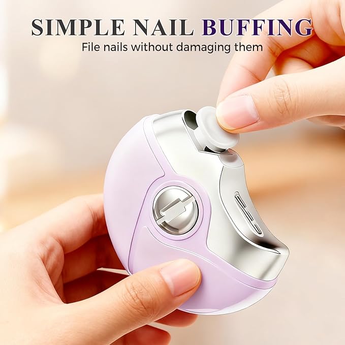 3 in 1 Electric Polishing Automatic Nail Clippers, 2025 New Electric Nail Clipper for Baby Adults, Rechargeable Electric Toenail Clippers for Seniors, Smart Nail Trimmer Kits (Purple)