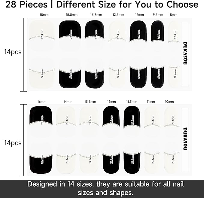 Semi Cured Gel Nail Strips, 28 pcs UV Gel Nail Stickers Full Nails Wraps for Women Home DIY Nails Art, UV Light Required(Clear French)