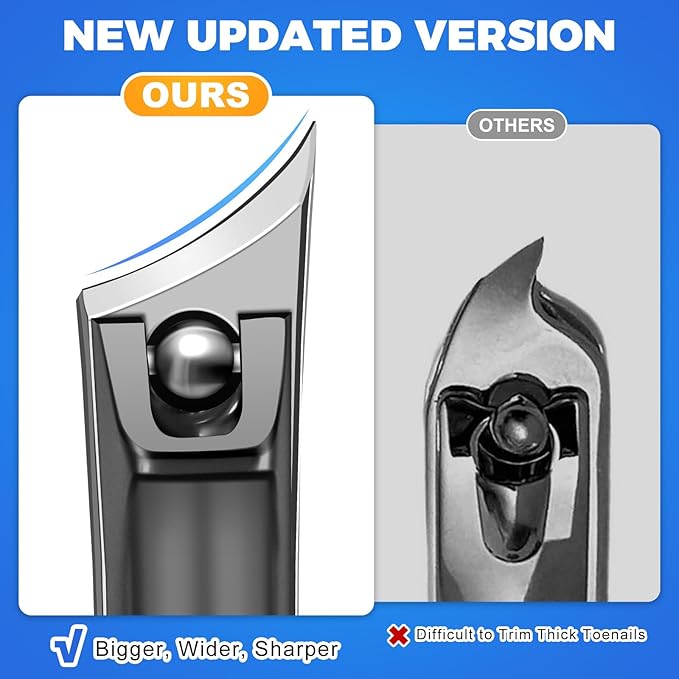Toe Nail Clippers for Men Thick Nails for Seniors, Heavy Duty Large Straight Nail Clippers with Wide Opening, Ingrown Mens Slanted Toenail Clippers for Thick Toenails Long Handle Gifts for Men