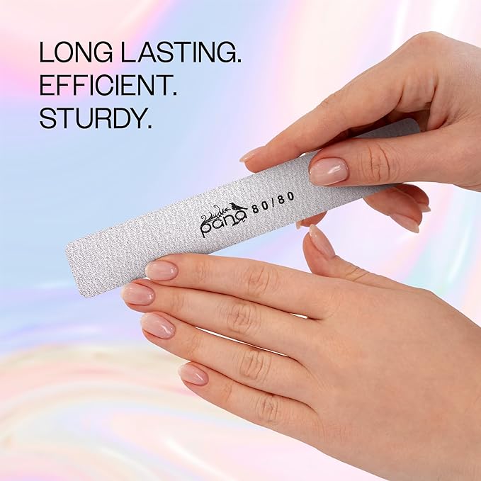 10pcs - PANA Jumbo Double-Sided Emery Nail File for Manicure, Pedicure, Natural, and Acrylic Nails - Zebra (Grit 80/80)
