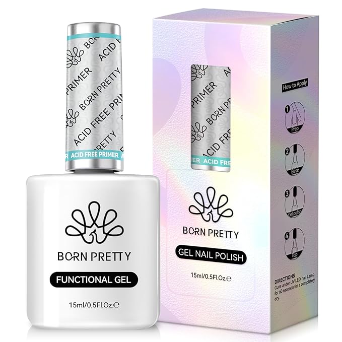 Born Pretty Nail-Primer, Acid Free Natural Nail Bond Nail-Primer for Gel Nail Polish, Non Acid Nail-Primers for U V Gels, Fast Drying Prep Dehydrator Base Varnish Manicure Bonder Liquid 15ml