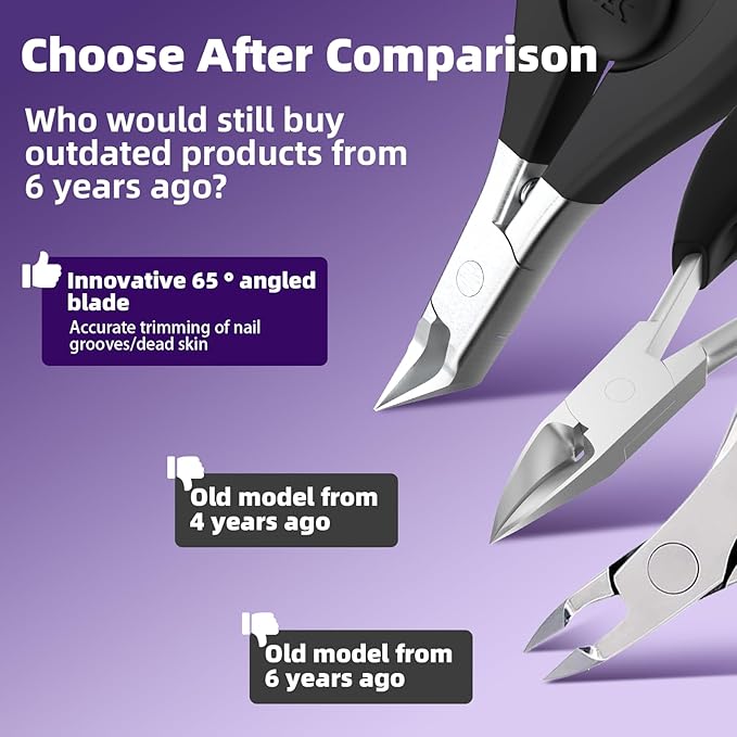 SZQHT Professional Stainless Steel Toenail & Nail Clippers with Safety Lock – Precision Straight Blade Ingrown & Thick Nail Cutter, Built‑in Spring & Non‑Slip ABS Handle