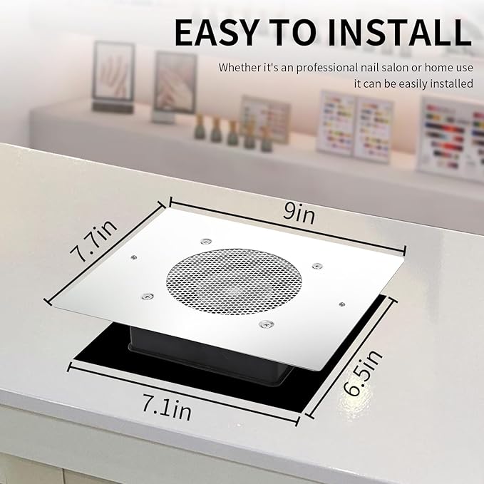 BLUETOP Nail Dust Collector 60W Nail Vacuum Cleaner Table Embedded Dust Extractor Vacuum Professional Built in Desktop Nail Dust Collector Quiet Nail Fan Low Noise for Nail Salon Home