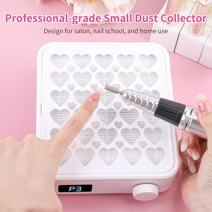 BQAN Nail Dust Collector Portable for Home & Salon - 4200RPM Vacuum with Reusable Filter, for Acrylic Drilling Dust Beginner Friendly Small Manicure Tool (White)