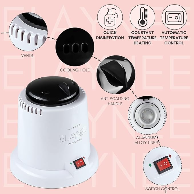 Makartt Nail Tool Sterilizer - For Esthetician Sterilization Machine Metal Nail Art Tools Lash Tech Supplies Must Haves Autoclave Sterilizers High Temperature For Manicure Salon