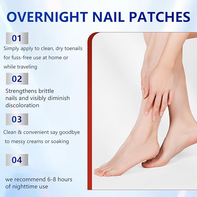 Toenail Extra Strength Nighttime Renewal Nail Patches, 21 Patch, Overnight Repair for Nail, 8-Hour Repair Appearance