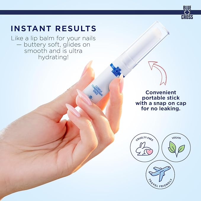 Blue Cross Cuticle Balm Conditioning Stick, Scented Cuticle Softener Oil Balm with Nourishing Sunflower & Grape Seed Oil, Professional Nail Care Supports Dry + Damaged Cuticles, 0.05oz, Rose