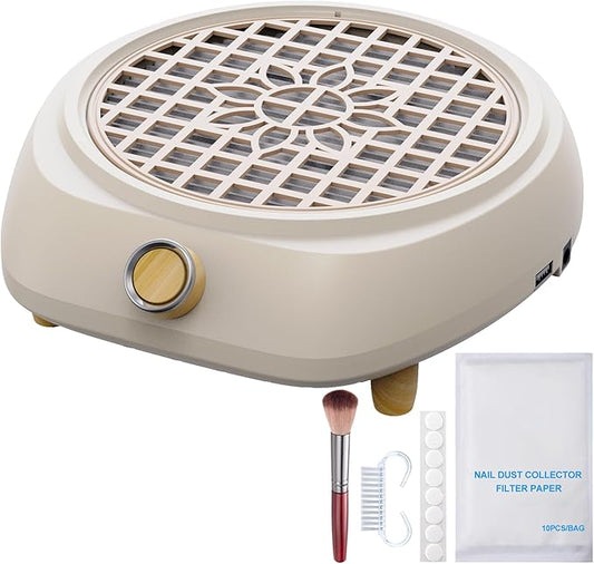 Upgrade Small Nail Dust Collector Vacuum Cleaner Machine 130W Powerful Strong Fan Extractor Suction Electric Nail Filer Manicure Dust Collector Quiet with Multiple Tool Kits for Home Salon