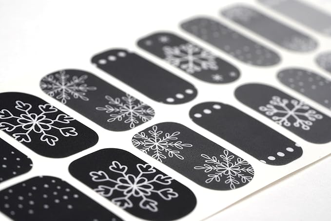 | 20 Exquisite Gel Nail Polish Strips w/Application Accessories - No UV/LED Lamp Required (Holiday | Midnight Flurries)