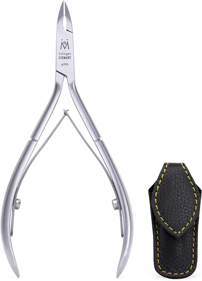 GERMANIKURE Luxury Cuticle Nipper in Leather Case, Double Sharpened, Ethically Made in Solingen Germany