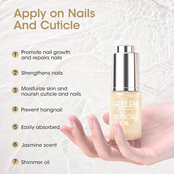 GELLEN Cuticle Oil for Growth and Strength, Vitamin E Fingernail Nourishing Oil for Hydrating, Moisturizing, Strengthening, Repairing, Nail and Skin Care Product for Men Women, Jasmine Scent