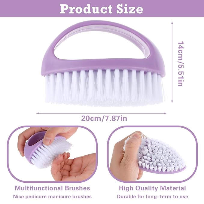 2 Pcs Hand and Nail Brush, Heavy Duty Scrub Clean Brushes with Nylon Bristles for Cleaning Soft Stiff Fingernails Fingers Toes and Nails Men Women(Green, Purple)