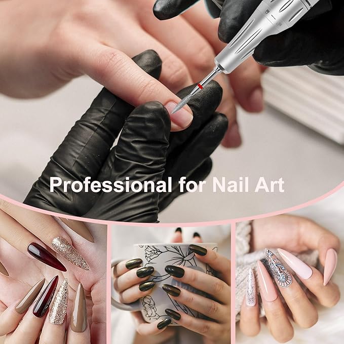 Cuticle Clean Nail Drill Bit, 3/32" Russian Diamond Nail File bits, Safety Carbide Under Nail Cleaner for Cuticle Dead Skin Nail Prepare, Nail Salon Manicure, Flame Shape (Fine)