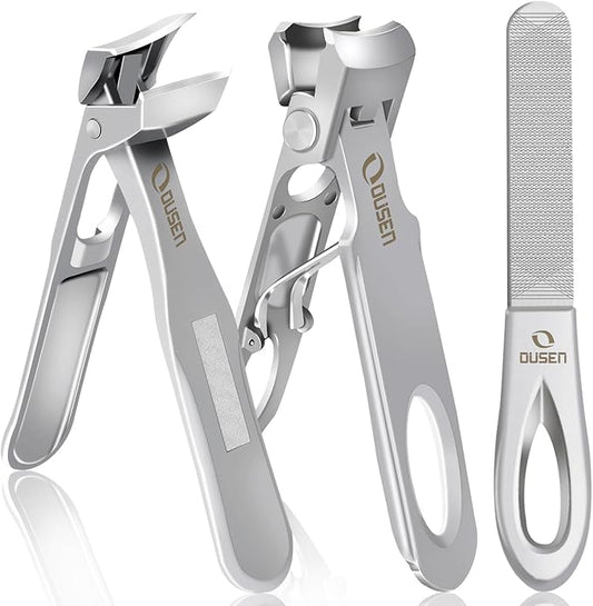 Toenail Clippers for Seniors Thick Nails, Angled Head Ingrown Toe Nail Clippers with Slanted Curved Blade, No Splash Nail Clippers for Men & Women Fingernail, Professional German Nail Cutter Wide Jaw