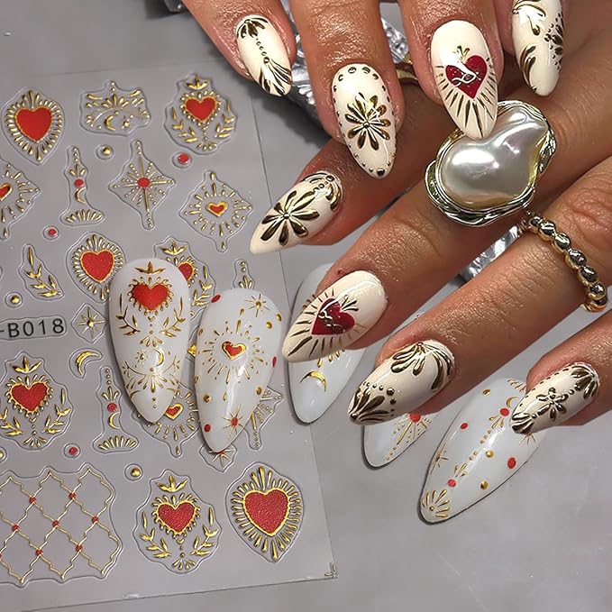Stars Sun Moon Nail Art Stickers Decals 3D Self Adhesive Gold Stars Sun Moon Nail Stickers Nail Design Stickers Women Manicure Supplies DIY Sticker French Tips Nails Decals for Salon