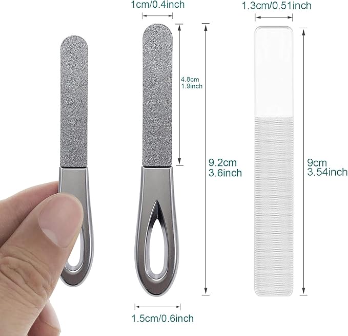 Travel Nail Files for for Thick Toenails, 3.6 Inch Diamond Nail File for Natural Nails, Double Sided 180 Diamond Grits Emery Boards for Men Woman Salon Home Travel (1 PACK-BF01)