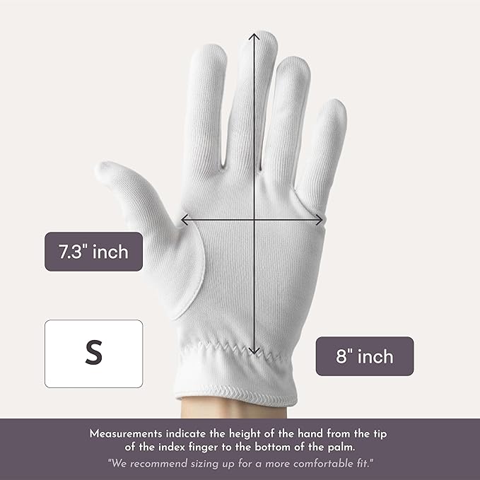 4 Pairs Cottonnerie Basics Cotton Gloves for Dry Hands Sleeping, Moisturizing Gloves Overnight, Hand Moisturizer Gloves, Moisture Gloves for Dry Hands Overnight, Sleeping Gloves, Small
