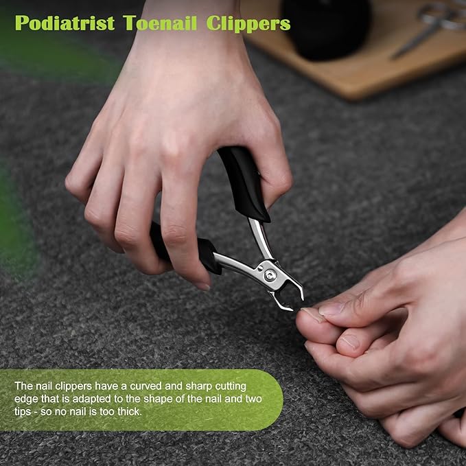 FVION Heavy Duty Nail Clippers for Men, Firm-Grip Toenail Clippers for Seniors' Thick Nails, Nickel Plated Professional Ingrown Toenail Clippers
