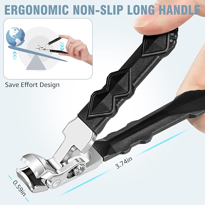 Toenail Clippers for Seniors Thick Toenails - Stocking Stuffers 2025 Gifts for Men, Angled Head Large Toe Nail Clippers for Men with Wide Jaw, Sharp Fingernail Cutter with Catcher
