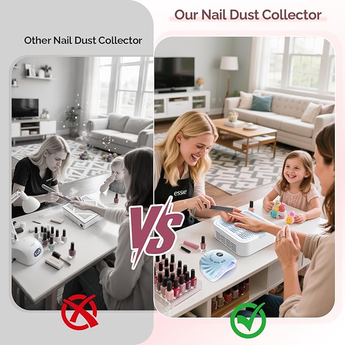 LIONVISON Nail Dust Collector for Acrylic: 120W Professional Nails Dust Collector With Reusable HEPA Filter For Home Salon Use - Portable 3 Speed Vacuum DIY Manicure For Nail Art Beginners (Blue)