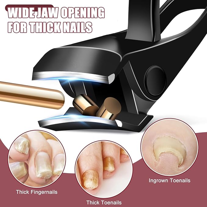 Toenail Clippers for Seniors Thick Toenails - Angled Large Toe Nail Clippers for Men with Catcher, Heavy Duty Sharp Fingernail Clipper for Thick Nails with Wide Opening Novelty Gifts for Men Women