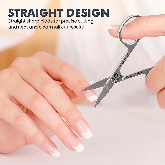 Straight Nail Scissors for Men & Women – German Quality Stainless Steel – Small Manicure Pedicure Scissors for Fingernail, Toe Nail, Eyebrows & Mustache
