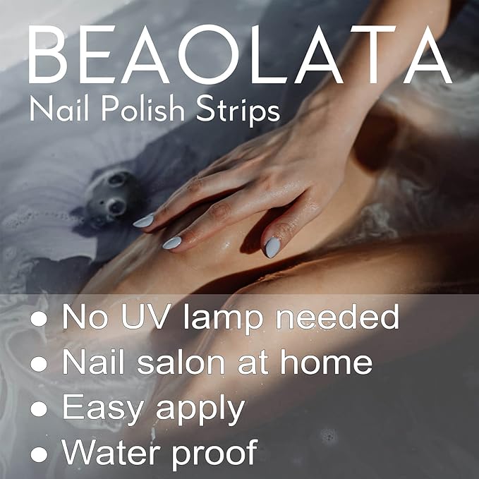 Nail Polish Strips, 32PCS Salon Quality Wraps, Long Lasting Gel Nail Stickers for Women Easy Apply& Remove (Cosmic Mist Pink)