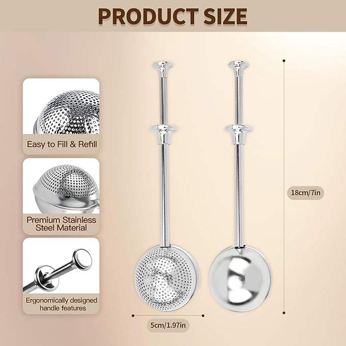 Flour Duster powder sugar shaker duster Stainless Steel Sugar Pick Up and Dust Flour Sifter Powder Sifter with Spring Handle for Baking 2PCS