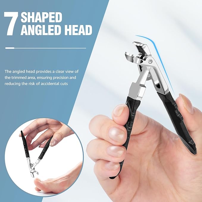 Toenail Clippers for Seniors Thick Toenails - Stocking Stuffers 2025 Gifts for Men, Angled Head Large Toe Nail Clippers for Men with Wide Jaw, Sharp Fingernail Cutter with Catcher