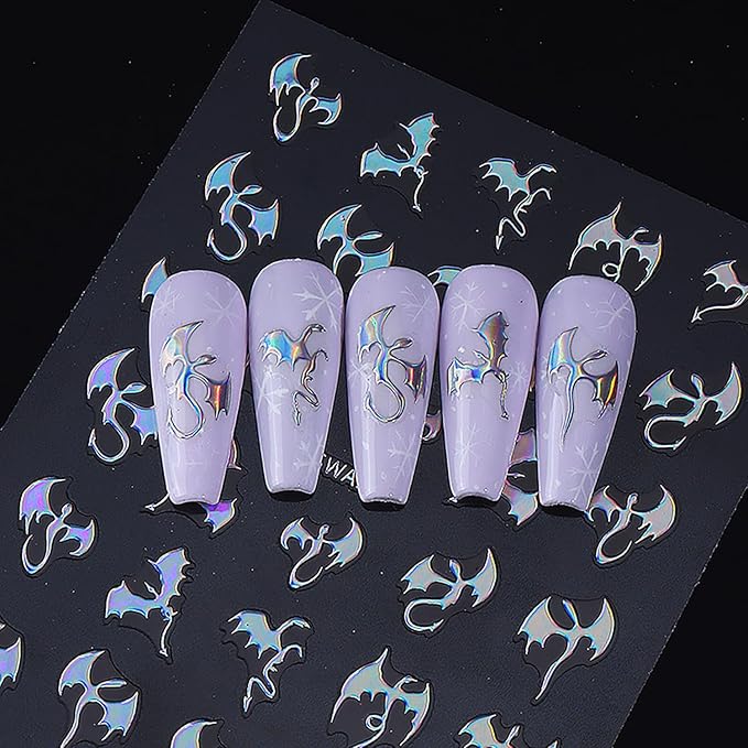 Halloween Nail Stickers 6 Sheets Halloween Nail Decals 3D Self Adhesive Manicure Decorations Hallowee Theme Design Nail Art Stickers DIY Acrylic Nails Accessories for Women and Girls
