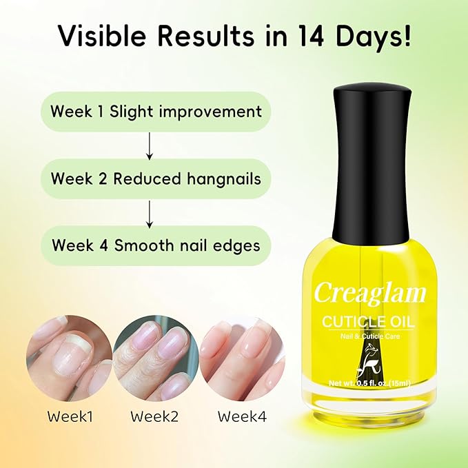 Cuticle Oil for Nails - Nourishing & Strengthening Nail Care Treatment, Moisturizes Dry Cuticles to Prevent Hangnails, Promotes Healthy Growth & Shine, 0.5 Fl Oz