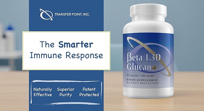 Immune Support Supplement Highly Purified Beta 1,3D Glucan (Pack of 3-500 mg b-glucan Fiber per Capsule)