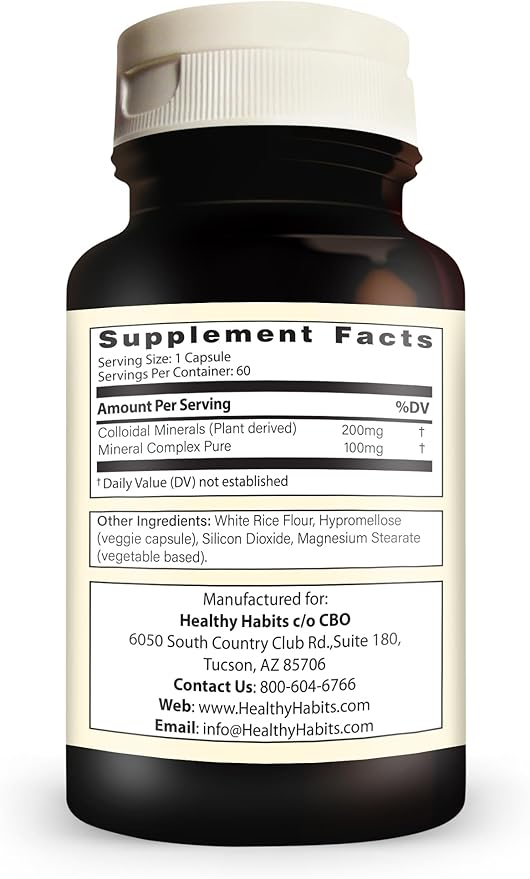 Healthy Habits MINEREX High Potency Complete Mineral Supplement with Sentramin Plant and Sea Bed Minerals derived from Senonian Vegetate 60-Count
