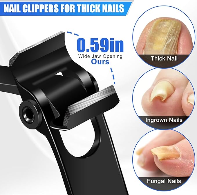 Toe Nail Clippers for Men Thick Nails for Seniors, Heavy Duty Large Straight Nail Clippers with Wide Opening, Ingrown Mens Slanted Toenail Clippers for Thick Toenails Long Handle Gifts for Men
