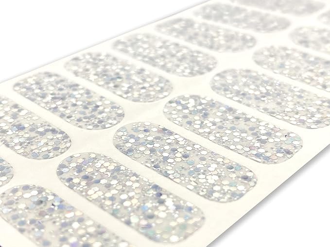 | 20 Exquisite Gel Nail Polish Strips w/Application Accessories - No UV/LED Lamp Required (Clear & Sparkle)