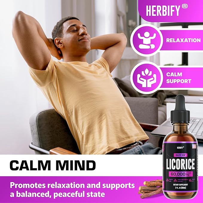 HERBIFY Licorice Root Extract - Powerful Licorice Supplement - Lung Support Supplement - Licorice Extract for Skin Health and Immune Support - Made in USA - 2oz