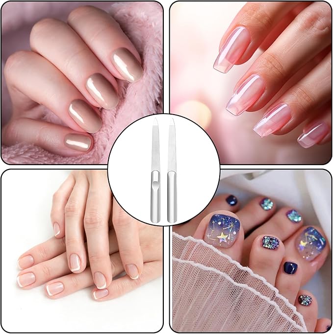 Stainless Steel Diamond Nail File,Double Sided Metal Fingernail Files for Women for Natural Nails Manicure Pedicure