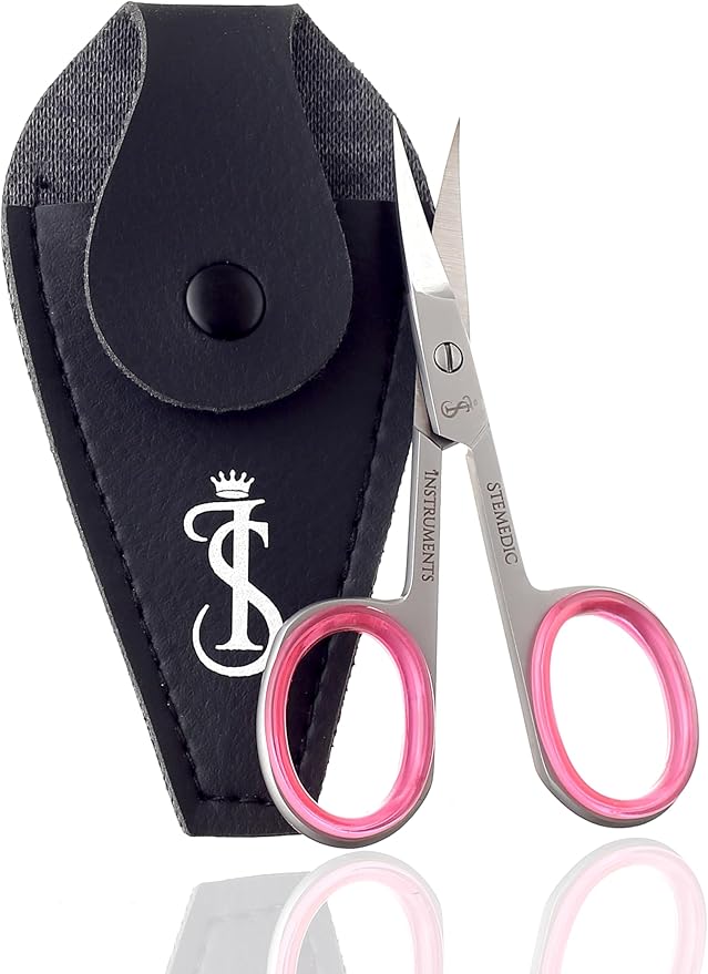 Nail Scissors Curved Eyebrow Scissors for Nail, Cuticle, Eyelashes, Nose Hair, Mustache and Beard - Manicure and Pedicure Small Scissors for Men and Women