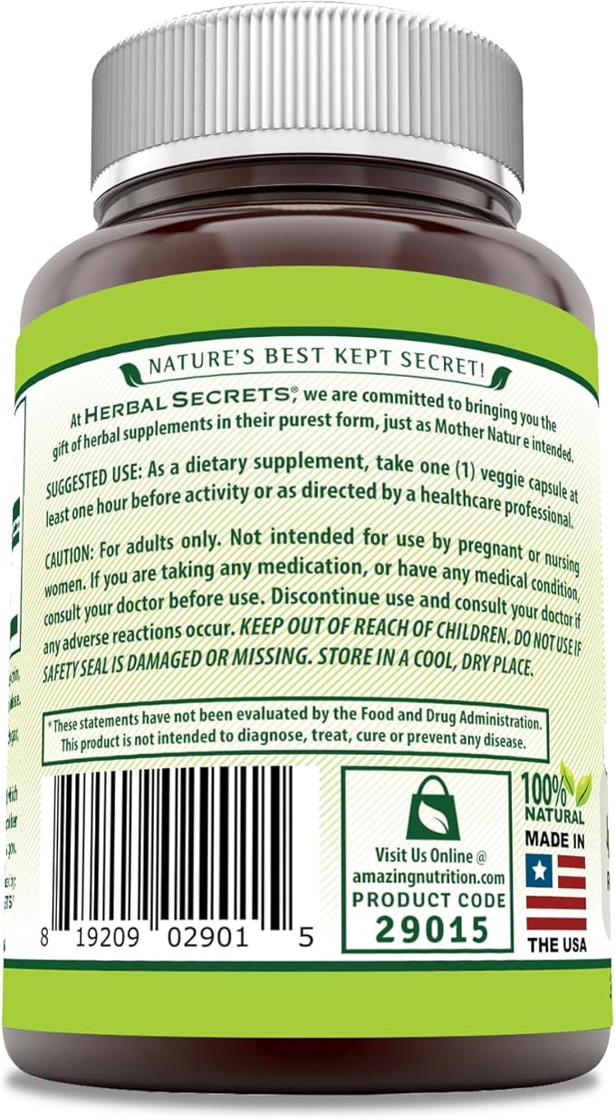 Herbal Secrets Yohimbe Extract 450 mg Supplement | Veggie Capsules | Non-GMO | Gluten Free | Made in USA (1 Pack, 250 Count)