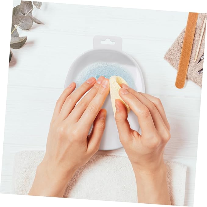 FRCOLOR Rectangular Manicure Bowl Nail Art Bowl for Soaking White Plastic Soak Tray
