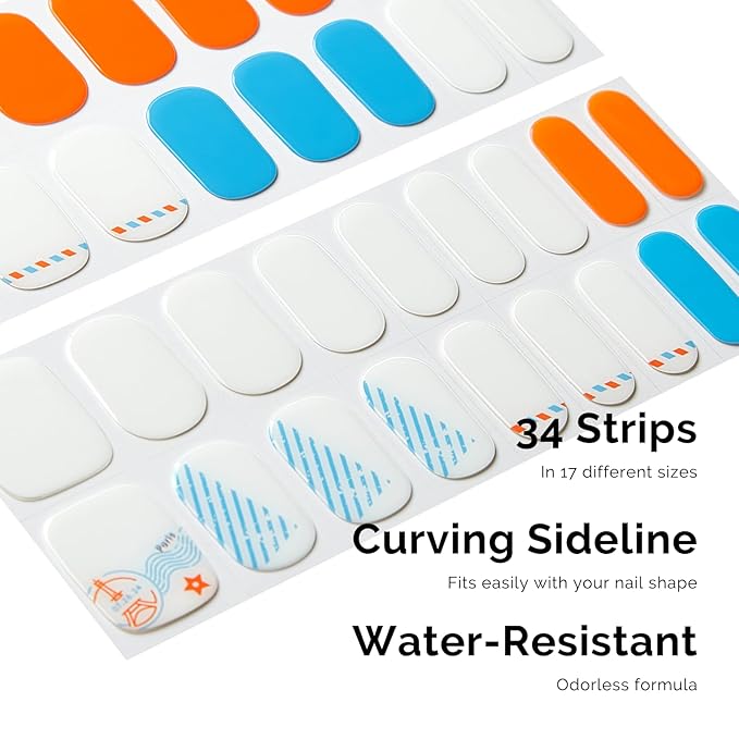 NAILOG Semi Cured Gel Nail Strips - 34 pcs | Buy 2 Get 1 UV Lamp | Long Lasting Nail Polish Sticker Wraps with Glossy Gel Finish, Send Me A Letter