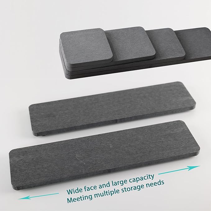 2 Pcs Water Absorbing Stone Trays, Kitchen/Bathroom Sink Soap Dish, Diatomite Tray Used for Hand Soap & Cosmetic Bottles in The Modern Home, 3.15" W x 11.8" L, Dark Gray